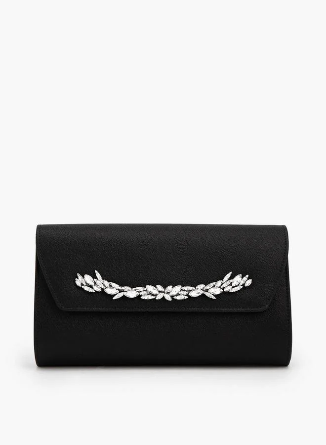 Metacllic Pu Clutch Bag With Crystal Trims Ramadan Collection